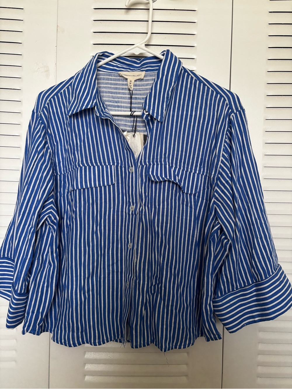 Blue Stripe Button-Front Women's Shirt